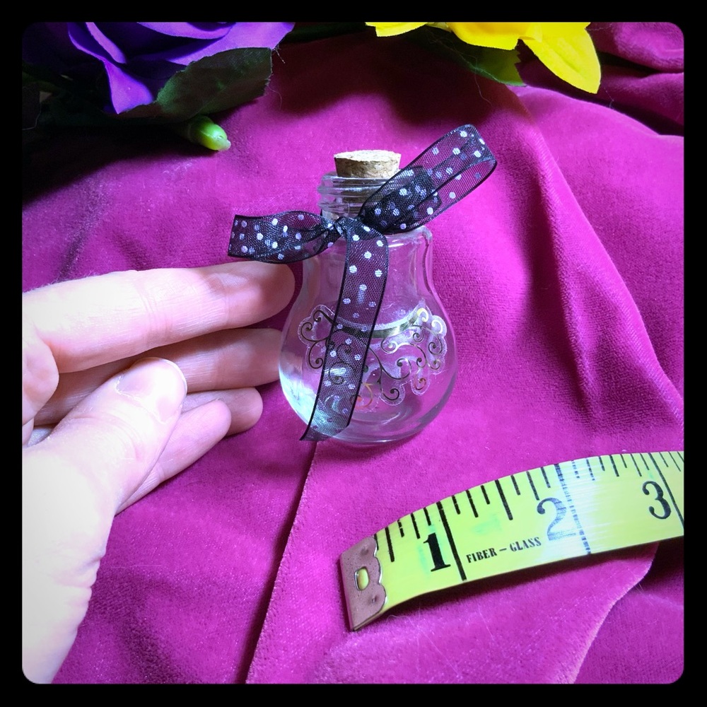Cute Steampunk Lightbulb bottle w polka dot ribbon